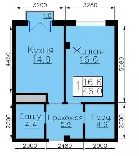 1-комнатная квартира: Нальчик, Кабардинская улица, 200 (46 м) - Фото 0