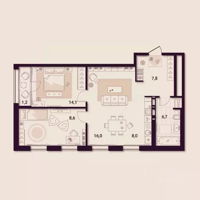 2-к кв. Приморский край, Артем ул. Куйбышева, 11А (65.75 м) - Фото 1