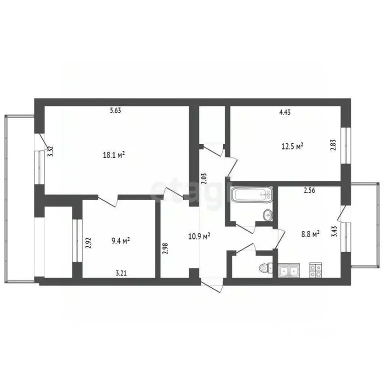 3-к кв. Крым, Бахчисарайский район, с. Вилино ул. Ленина, 50А (65.7 м) - Фото 2