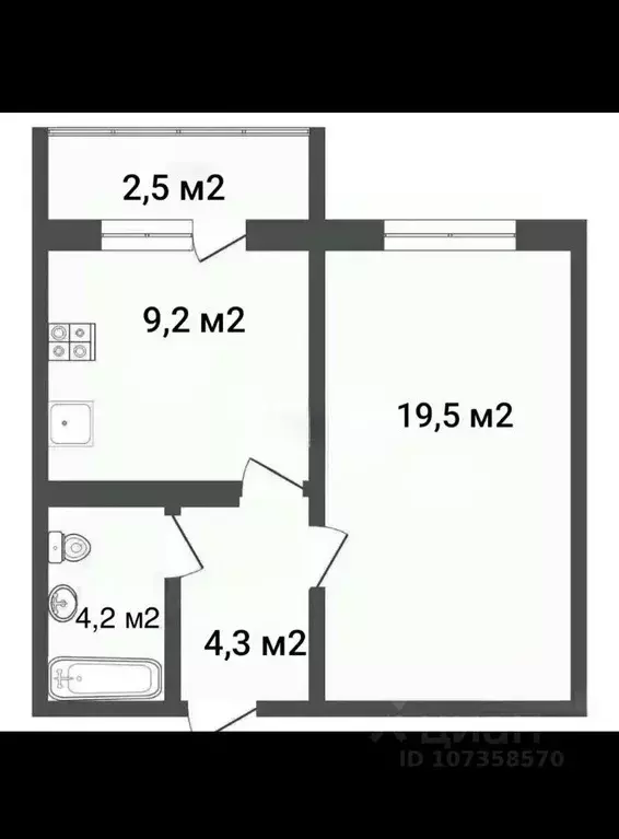 1-к кв. Севастополь просп. Победы, 21А/3 (36.7 м) - Фото 2