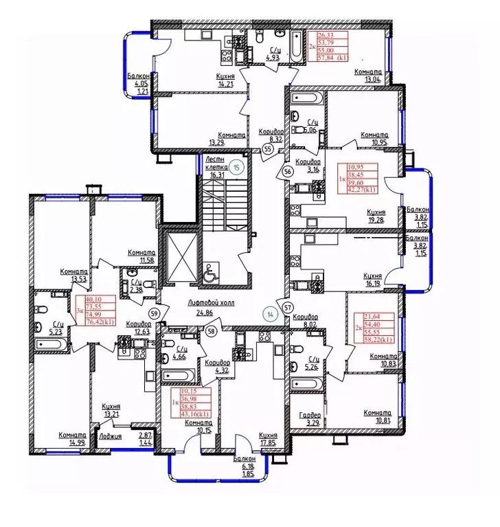 3-к кв. Калининградская область, Калининград ул. Дубовая Аллея (74.99 ... - Фото 2