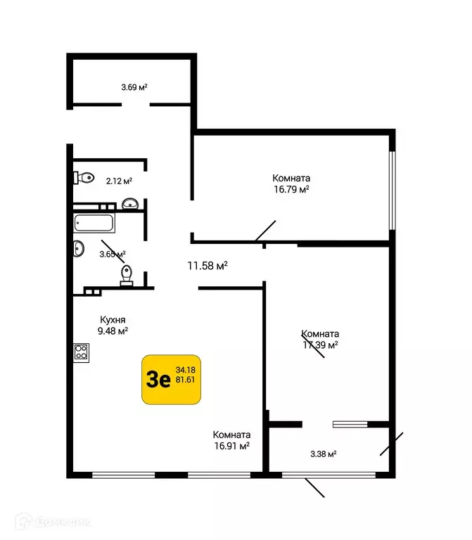 Продаётся 3-к квартира, 82.61 м - Фото 0