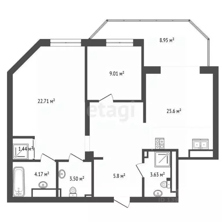 2-к кв. Тюменская область, Тюмень ул. Максима Горького, 53 (80.0 м) - Фото 1