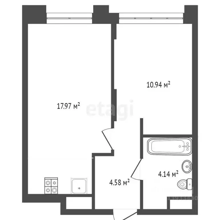 1-к кв. Тюменская область, Тюмень ул. Андрея Кореневского, 5 (37.0 м) - Фото 1