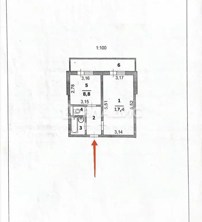 1-к кв. Белгородская область, Белгород ул. Есенина, 36 (33.8 м) - Фото 1