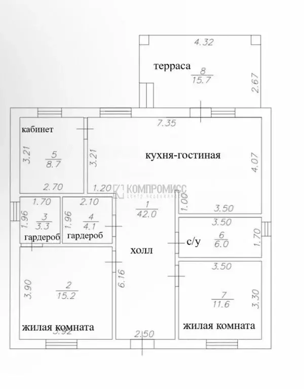Дом в Адыгея, Тахтамукай аул ул. Убыхская (90 м) - Фото 2