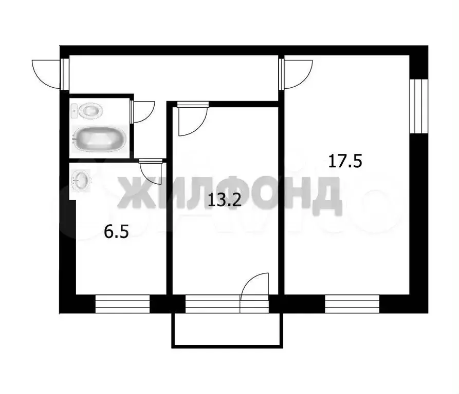 2-к. квартира, 48,2 м, 4/5 эт. - Фото 0