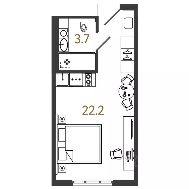 Студия Санкт-Петербург Ташкентская ул., 6к2 (25.9 м) - Фото 0