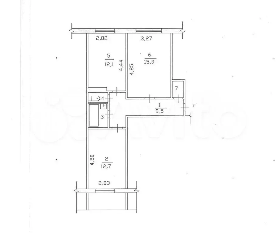 2-к. квартира, 56,9 м, 1/9 эт. - Фото 0