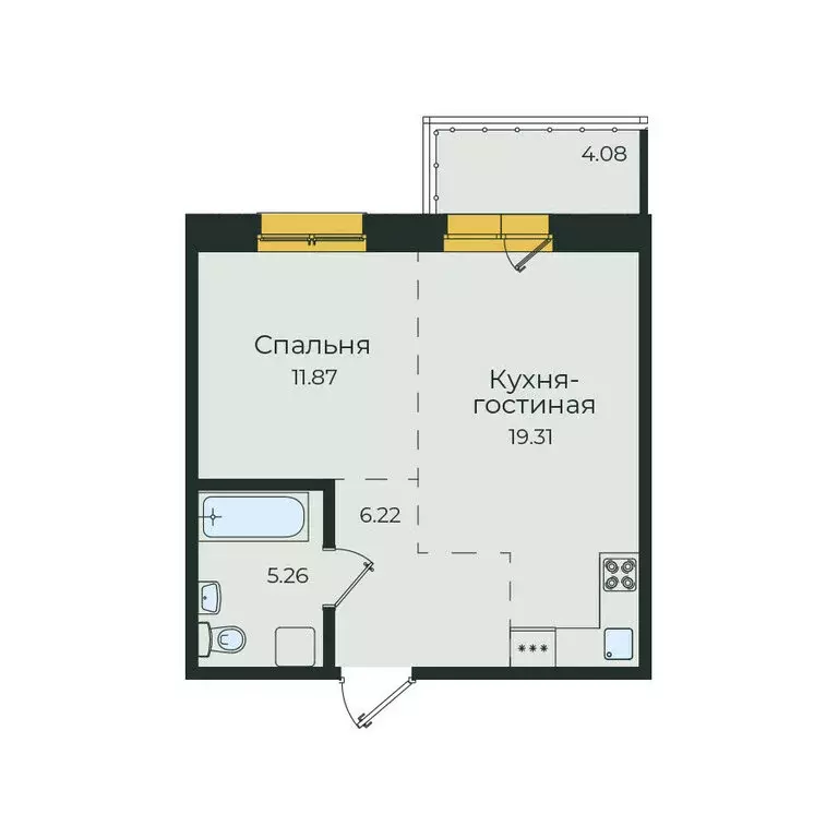 1-комнатная квартира: Иркутск, улица Пискунова, 134А (46.74 м) - Фото 1