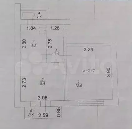 2-к. квартира, 31,8 м, 5/5 эт. - Фото 0