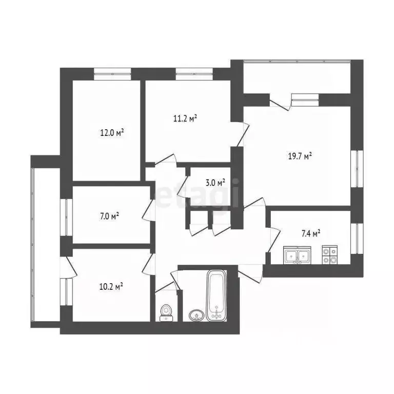 5-к кв. Вологодская область, Вологда Новгородская ул., 11 (97.1 м) - Фото 2