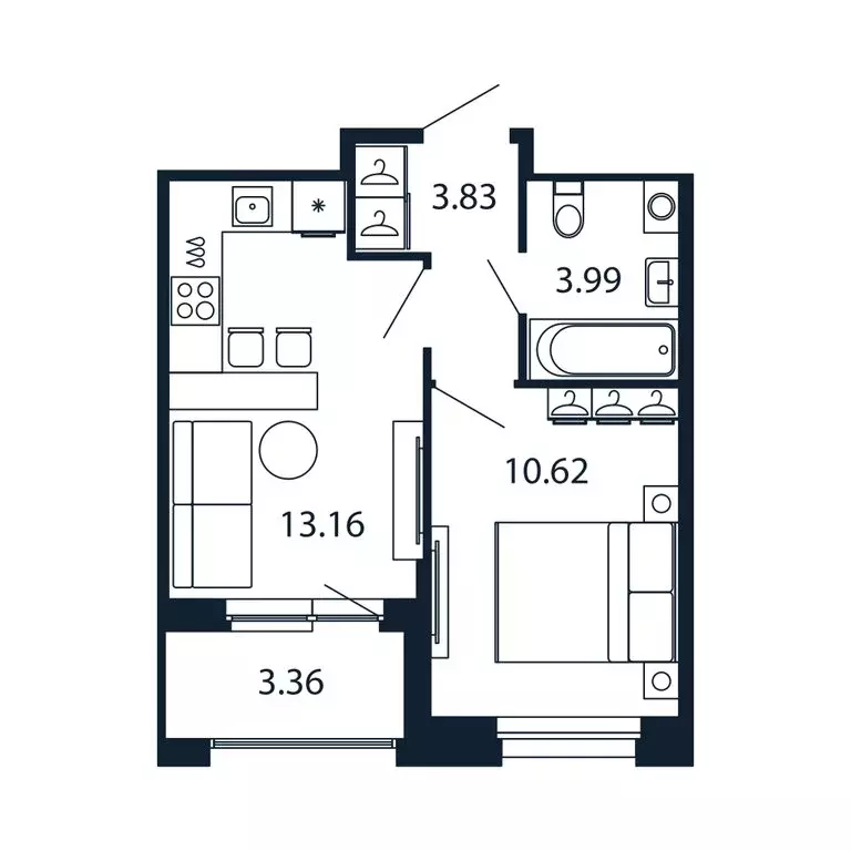 1-комнатная квартира: Новоселье, Центральная улица, 30к1 (31.4 м) - Фото 1