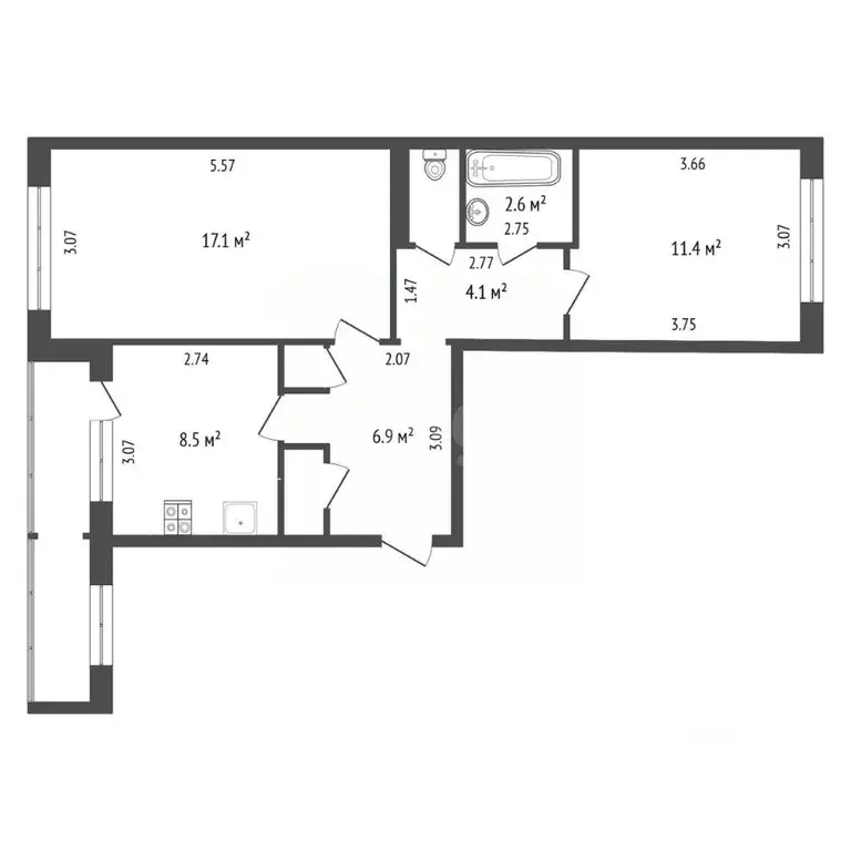 2-к кв. Тамбовская область, Тамбовский муниципальный округ, с. Горелое ... - Фото 2