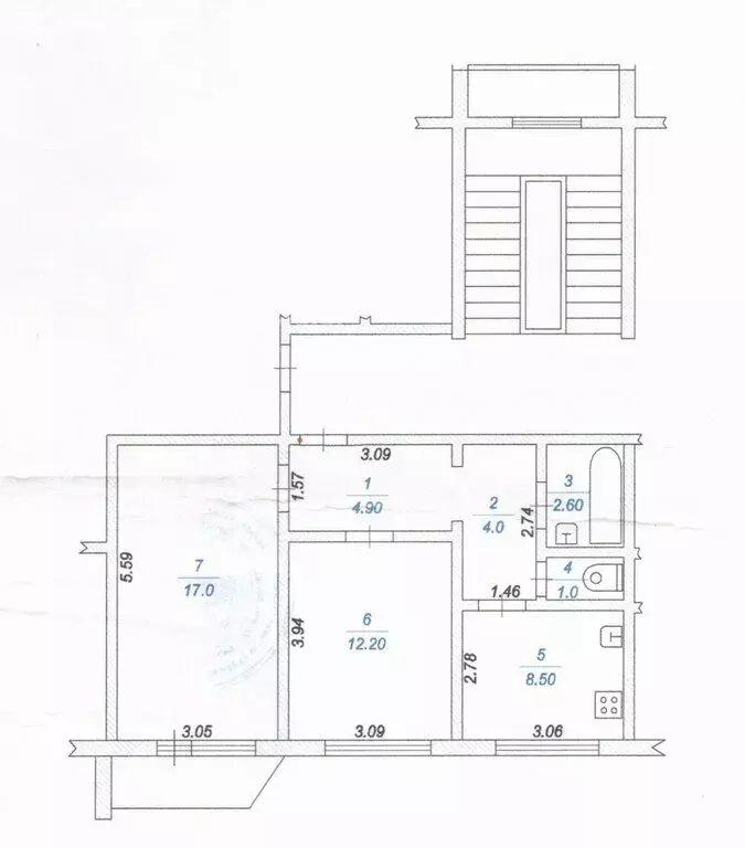 2-комнатная квартира: Шумерля, улица Пушкина, 11 (49.7 м) - Фото 1