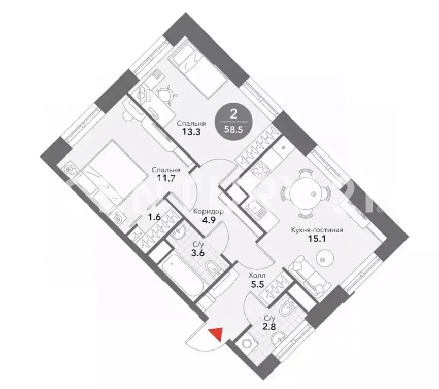 3-к кв. Москва Летниковская ул., 6к1 (58.5 м) - Фото 2
