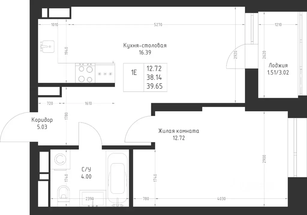 1-к кв. Татарстан, Казань Седьмое Небо жилрайон,  (39.65 м) - Фото 2