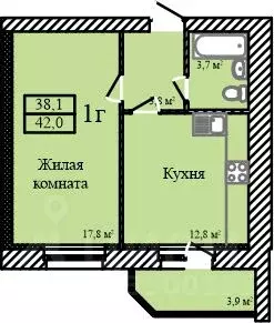 1-к кв. Тамбовская область, Тамбов ул. Имени С.И. Савостьянова, 3 ... - Фото 0