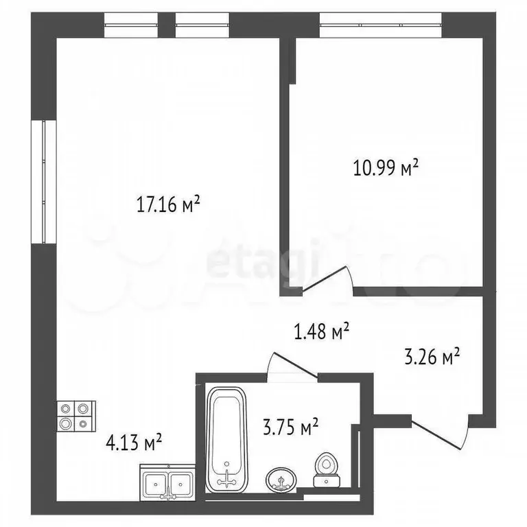 2-к. квартира, 41 м, 6/17 эт. - Фото 0