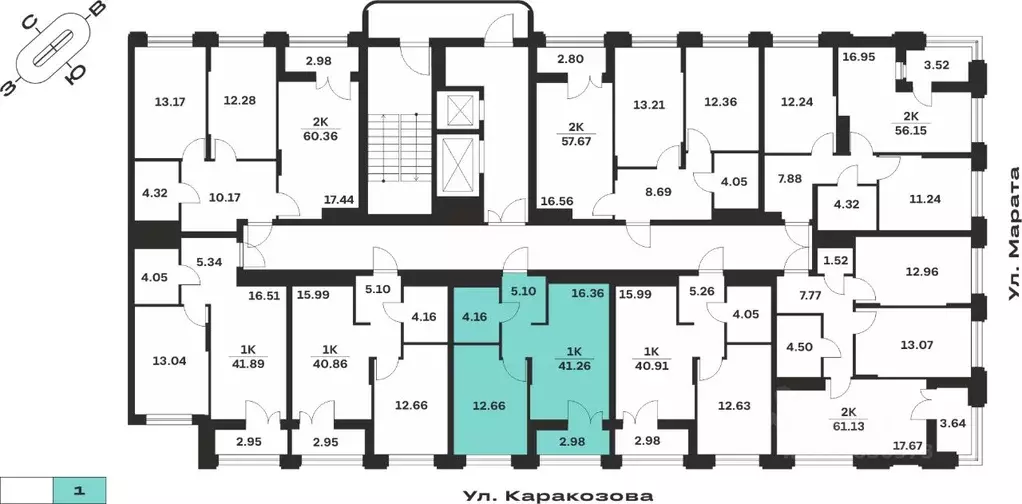 1-к кв. Тульская область, Тула ул. Каракозова (41.26 м) - Фото 1
