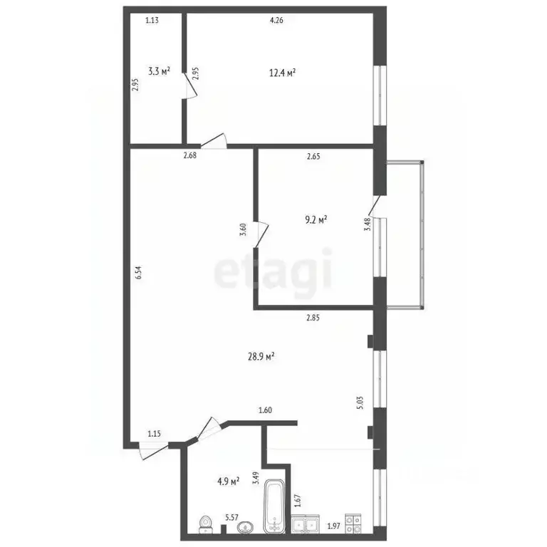 2-к кв. Тюменская область, Тюмень ул. Красных Зорь, 31 (59.8 м) - Фото 2