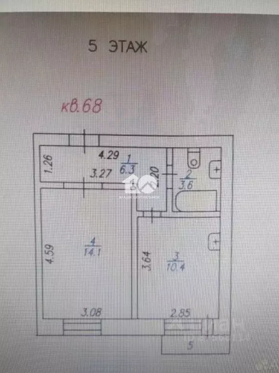 1-к кв. Новосибирская область, Искитим Южный мкр, 28А (34.4 м) - Фото 2