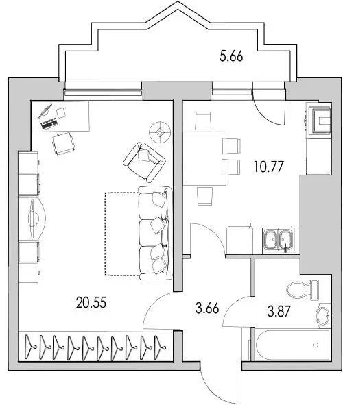 1-комнатная квартира: Санкт-Петербург, улица Кустодиева, 7к1 (46.5 м) - Фото 1