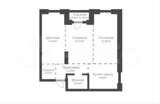 3-к. квартира, 70,9 м, 2/20 эт. - Фото 1