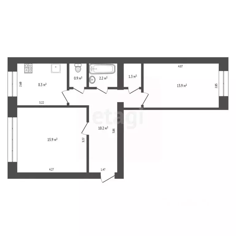 2-к кв. Ямало-Ненецкий АО, Новый Уренгой Восточный мкр, 2/2В (54.0 м) - Фото 2