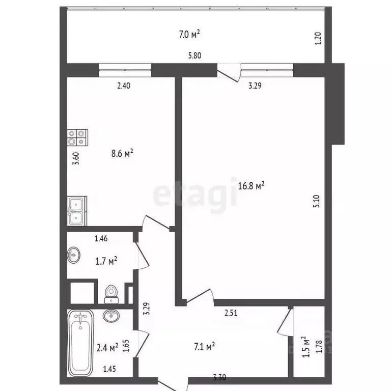 1-к кв. Пермский край, Пермь ул. Добролюбова, 1 (38.0 м) - Фото 1