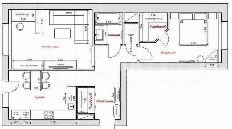 2-к. квартира, 52,5 м, 2/6 эт. - Фото 0