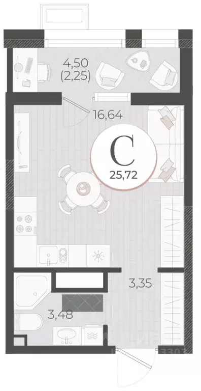 Студия Краснодарский край, Новороссийск Моренуар жилой комплекс (25.72 ... - Фото 1