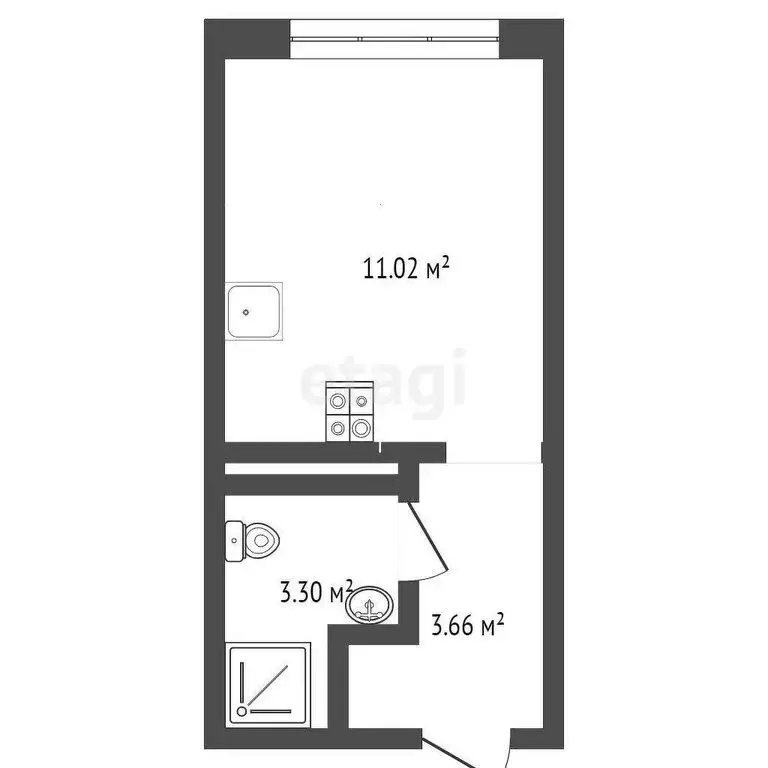 Квартира-студия: Тюмень, улица Первооткрывателей, 6 (17.6 м) - Фото 1