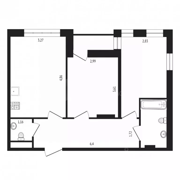 2-к кв. Тюменская область, Тюмень ул. 50 лет Октября, 57Б (55.5 м) - Фото 2