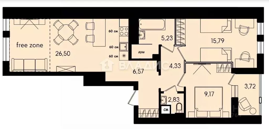 3-к кв. Пензенская область, Пенза ул. Измайлова, 58Ак1 (73.7 м) - Фото 2