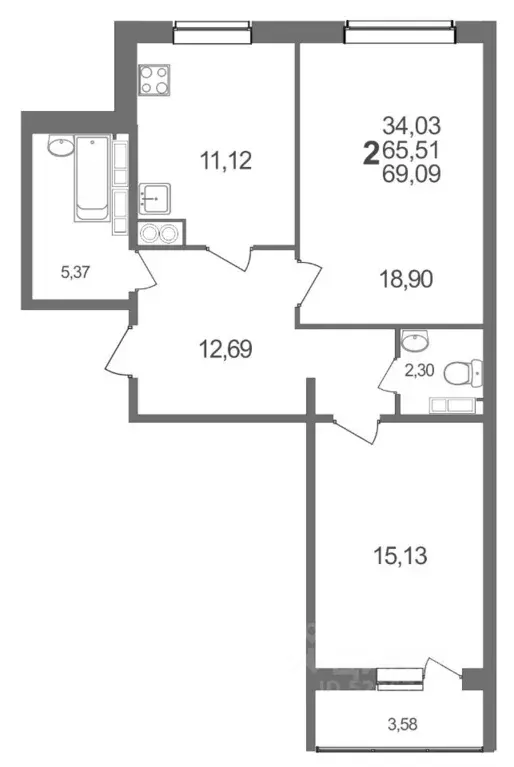 2-к кв. Белгородская область, Белгородский район, Разумное рп, ... - Фото 1