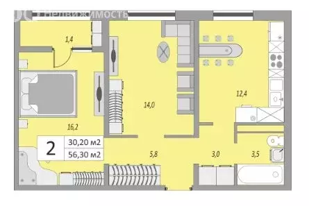 2-комнатная квартира: Оренбург, улица Юркина, 6 (60 м) - Фото 0