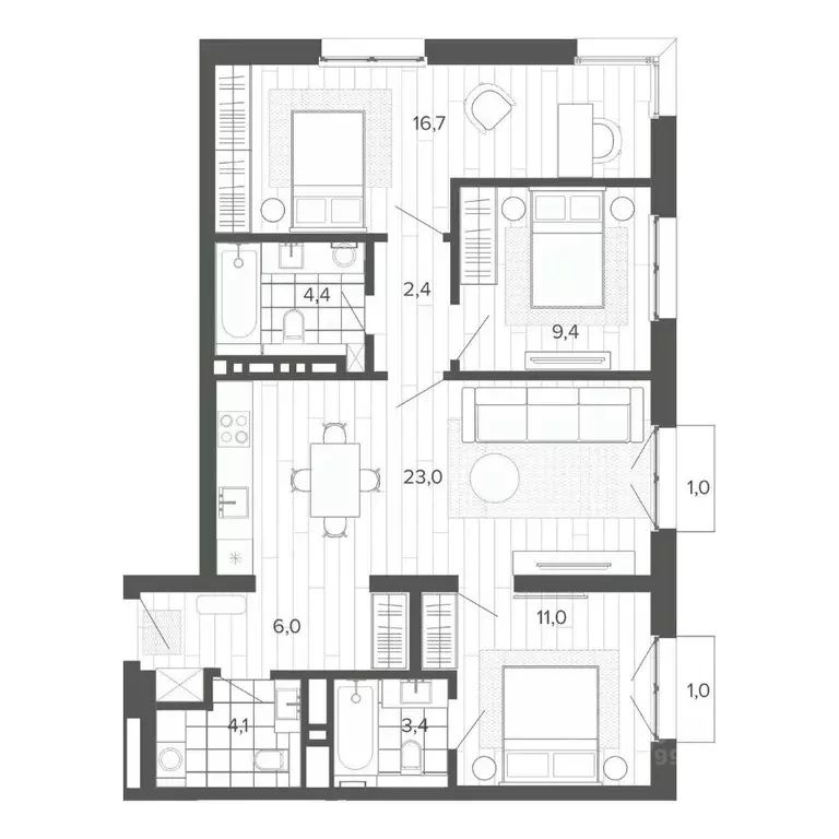 4-к кв. Алтайский край, Барнаул тракт Змеиногорский, 35Б (82.53 м) - Фото 0