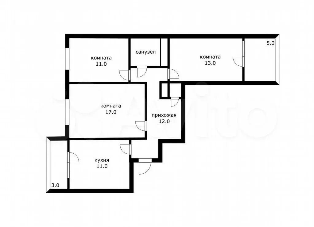3-к. квартира, 75 м, 4/10 эт. - Фото 0