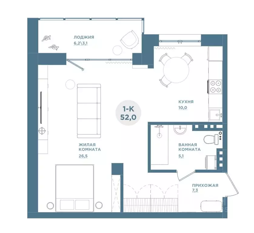 1-к кв. Красноярский край, Красноярск Свердловская ул., 6Е (51.8 м) - Фото 1