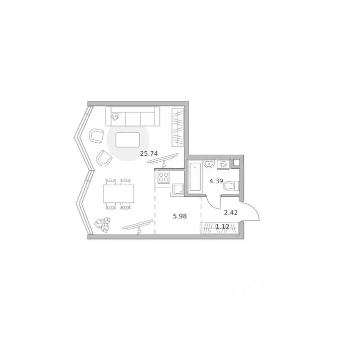 1-к кв. Москва ул. Народного Ополчения, 34С4 (39.65 м) - Фото 1