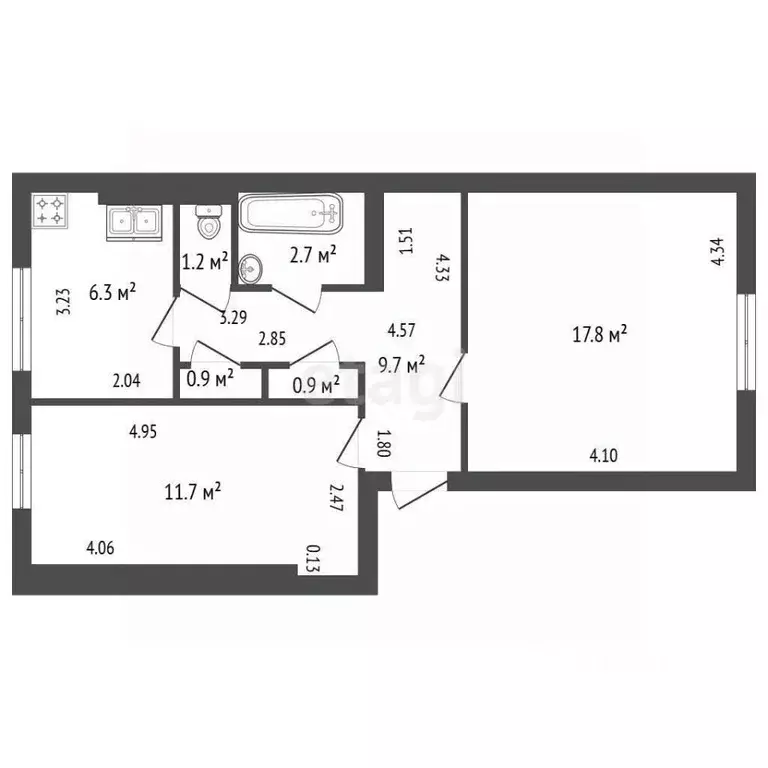 2-к кв. Санкт-Петербург, Санкт-Петербург, Сестрорецк ул. Первого Мая, ... - Фото 2