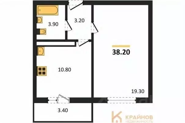 1-к кв. Воронежская область, Воронеж Озерки жилой квартал,  (38.2 м) - Фото 0