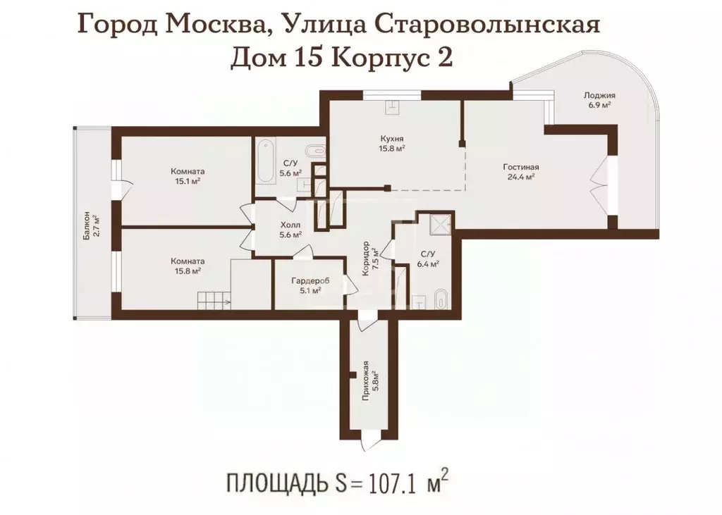 3-к кв. Москва Староволынская ул., 15к2 (106.1 м) - Фото 2
