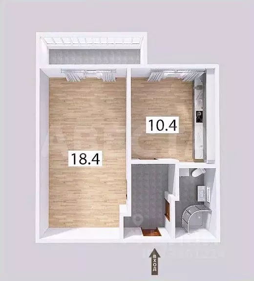 1-к кв. Омская область, Омск ул. Малиновского, 12к4 (36.2 м) - Фото 0