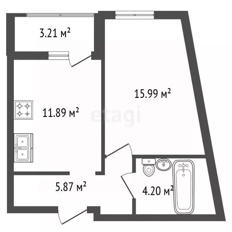 1-к кв. Ленинградская область, Всеволожский район, Свердловское ... - Фото 2
