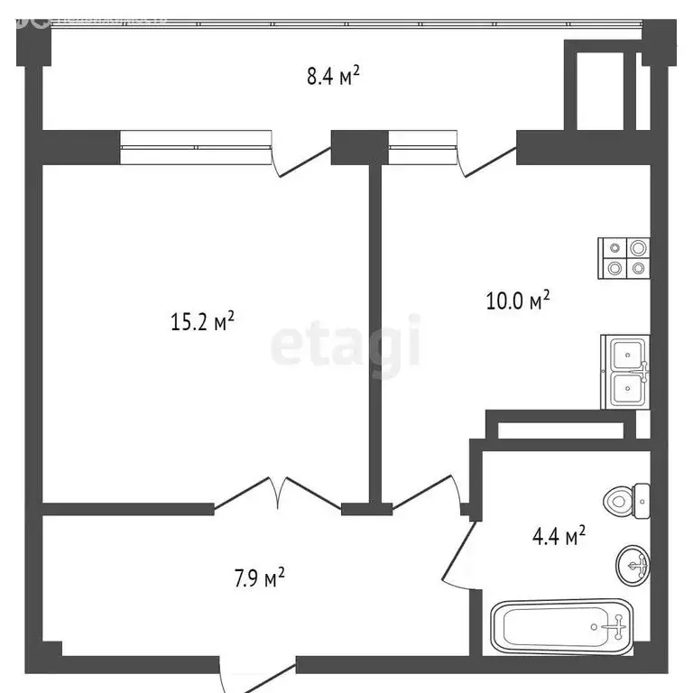 1-комнатная квартира: Ессентуки, улица Буачидзе, 1к4 (45.9 м) - Фото 0