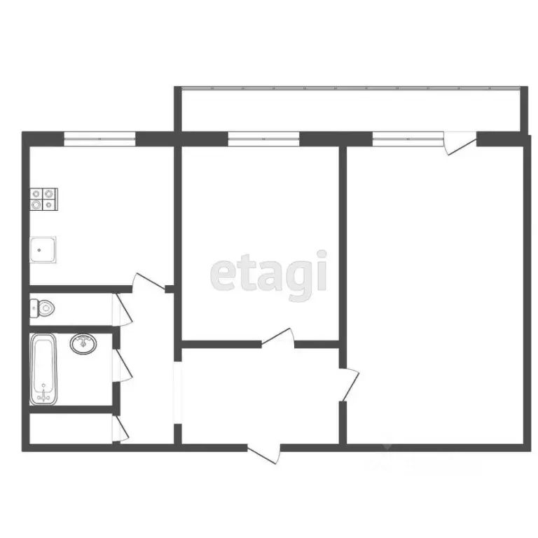 2-к кв. Томская область, Томск просп. Мира, 1 (53.6 м) - Фото 1