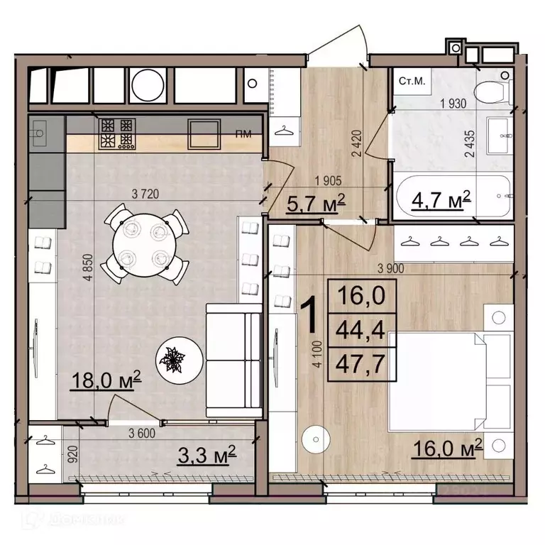 1-к кв. Рязанская область, Рязань Еврокласс жилой комплекс (47.7 м) - Фото 2