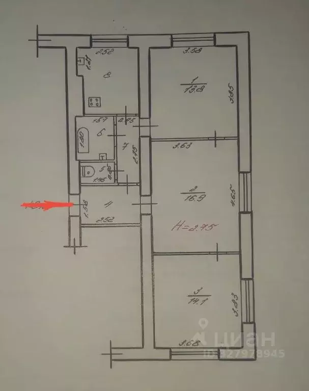 3-к кв. Волгоградская область, Волгоград Новороссийская ул., 32 (61.9 ... - Фото 1